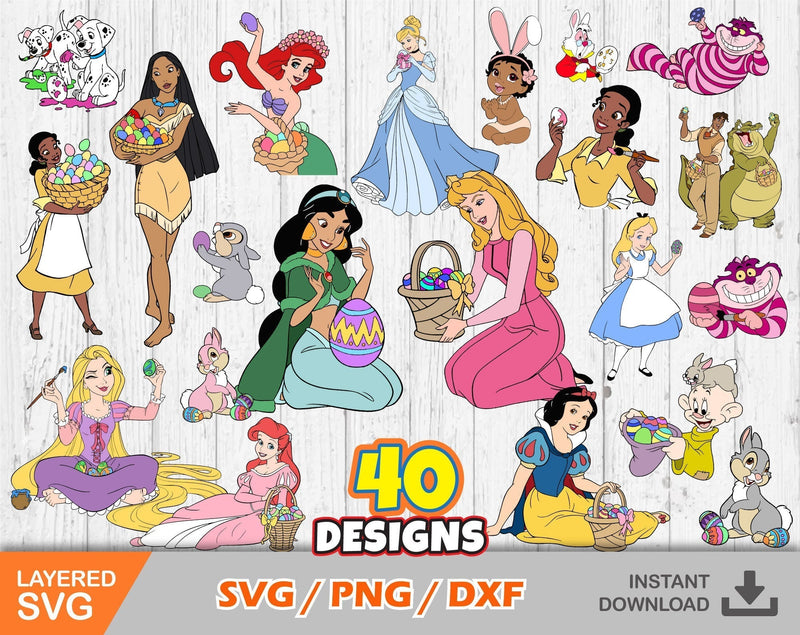 Princess Easter Clipart Set, Princess Easter Svg Cut Files For Cricut / Silhouette