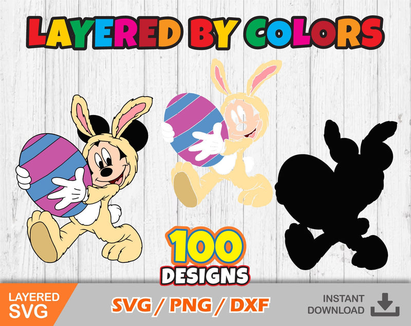 Mickey and Friends Easter clipart bundle, Easter svg cut files for Cricut / Silhouette, Mickey svg, Easter png, png, dxf