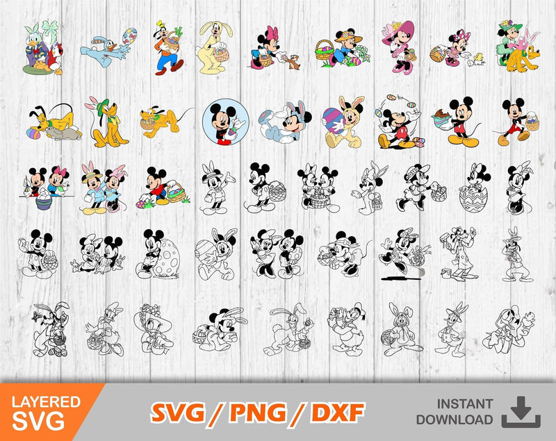 Mickey And Friends Easter Svg, Mickey And Friends Easter Clipart Set