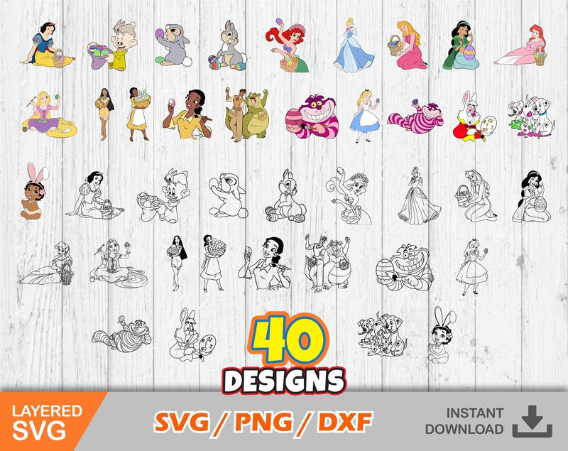 Princess Easter Clipart Set, Princess Easter Svg Cut Files For Cricut / Silhouette