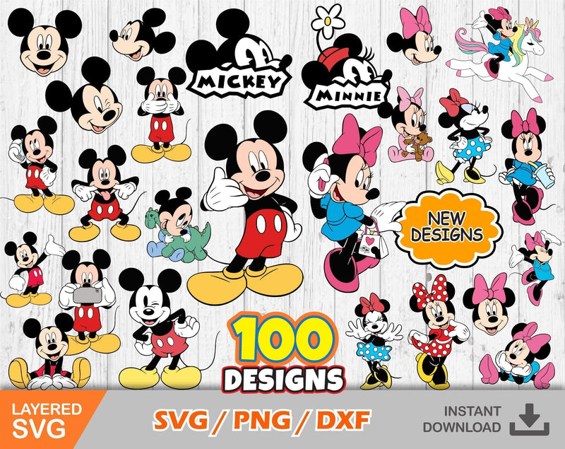 Mickey And Minnie Clip Arts, Mickey And Minnie Svg Cut Files