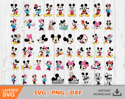 Mickey and Minniee clipart set, Mickey svg cut files for Cricut / Silhouette, png, dxf, Mickey png, instant download
