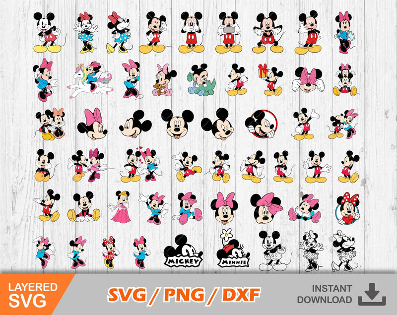 Mickey and Minniee clipart set, Mickey svg cut files for Cricut / Silhouette, png, dxf, Mickey png, instant download