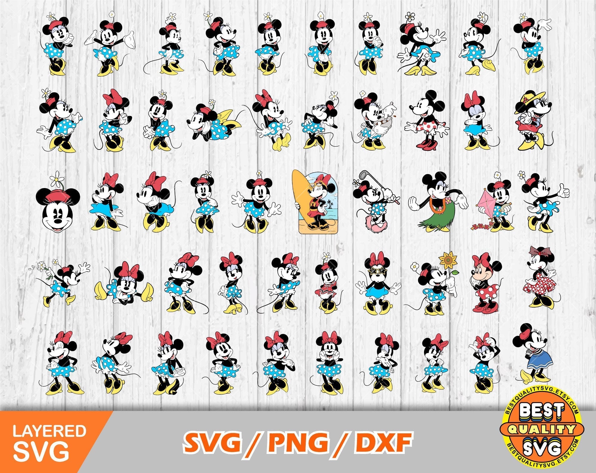 Classic Minnie Svg Bundle, 100 Minnie Mouse Png & Svg Cut Files