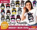 Messy Bun SVG, Messy Bun SVG For Cricut, Mom Life Silhouette, Mom Life PNG Transparent, Mom Life SVG Cut Files