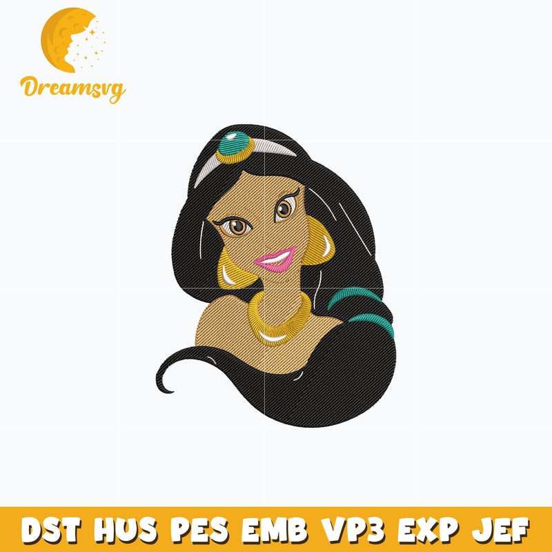 Jasmine disney princess embroidery design