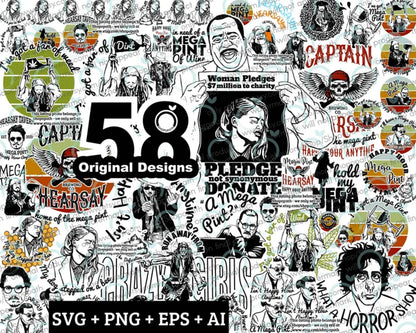 Johnny Depp Trial Svg, 58 Designs Justice for Johnny svg, Mega Pint, Hearsay svg, Jar of Dirt svg, Cricut bundle, Dog Stepped On A Bee svg