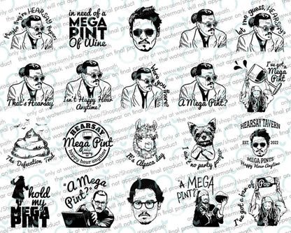 Johnny Depp Trial Svg, 58 Designs Justice for Johnny svg, Mega Pint, Hearsay svg, Jar of Dirt svg, Cricut bundle, Dog Stepped On A Bee svg