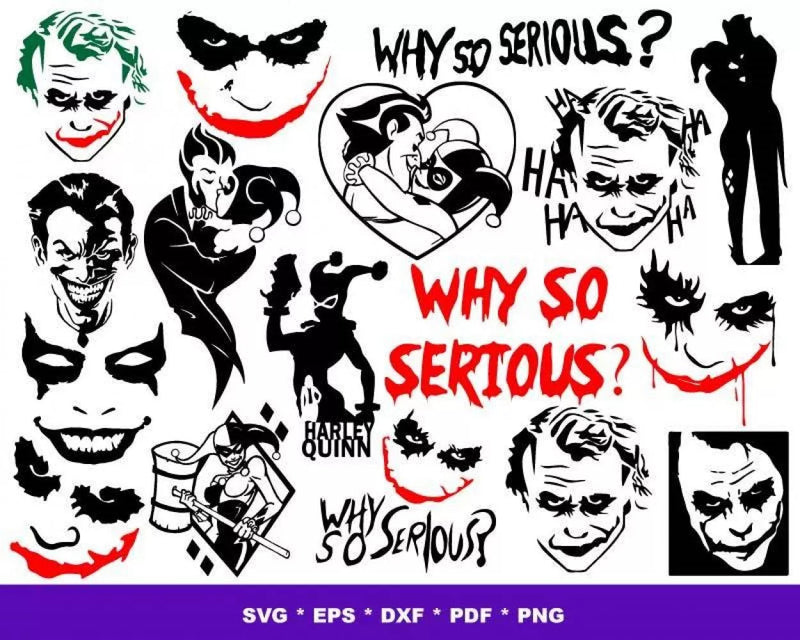 Joker Svg Bundle, Joker SVG Cut Files, Joker PNG, Joker Clipart, Silhouette Vector Cut Files