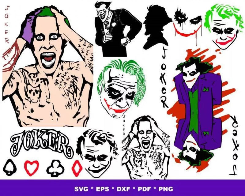 Joker Clipart Bundle, PNG & SVG Cut Files for Cricut & Silhouette