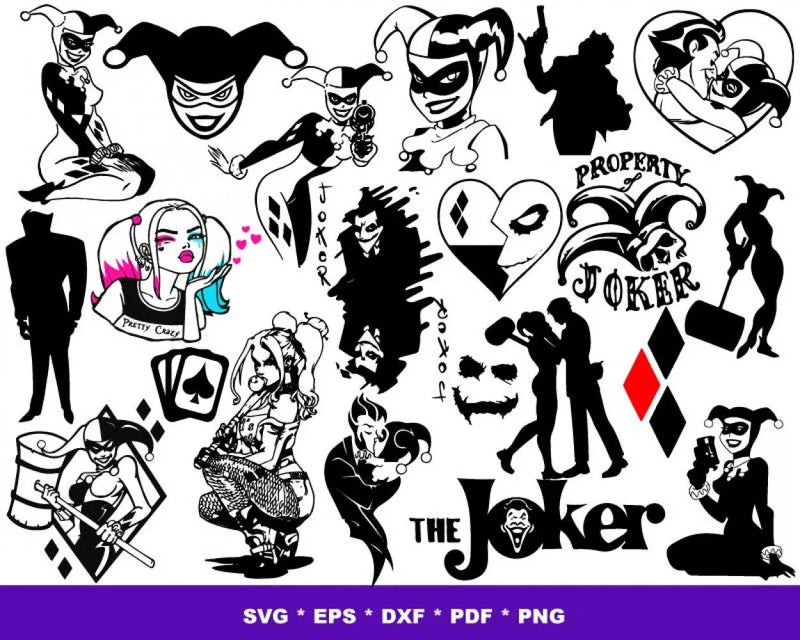 Joker Clipart Bundle, PNG & SVG Cut Files for Cricut & Silhouette