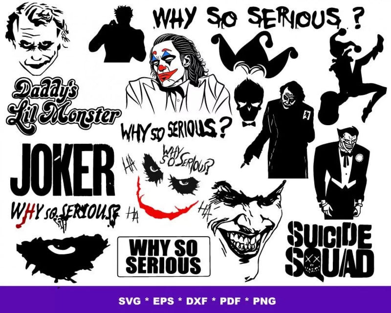 Joker Svg Bundle, Joker SVG Cut Files, Joker PNG, Joker Clipart, Silhouette Vector Cut Files