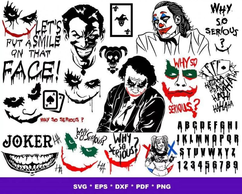 Joker Clipart Bundle, PNG & SVG Cut Files for Cricut & Silhouette