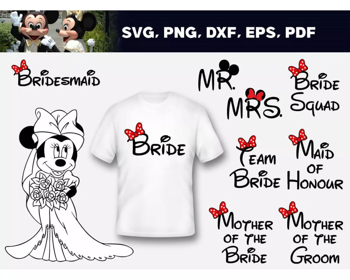 Disney Just Married SVG, Disney Just Married SVG Cricut, Disney Just Married Clipart