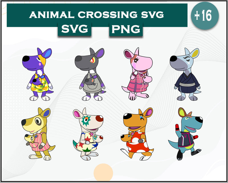 16+ Kangaroo Svg Bundle, Animal Crossing Svg Bundle, Animal Crossing Svg, Cartoon svg, png digital file