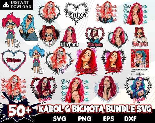 Bad Bunny Layered Svg, Karol G Red Hair PNG, Karol G Bichota Singer Svg files