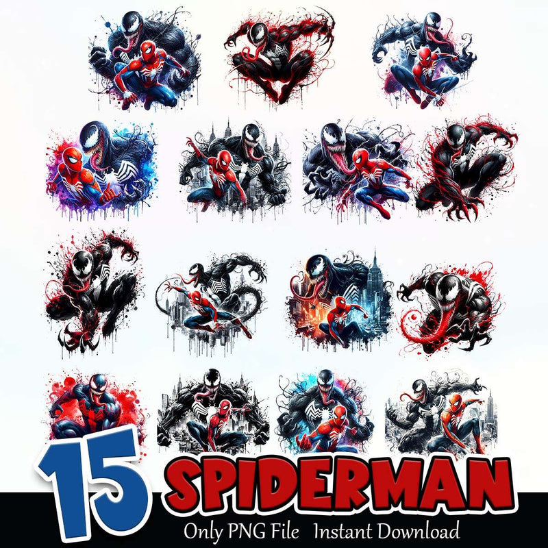 Spiderman PNG Bundle Sublimation Instant Download