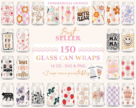 150 Libbey can wrap, glass can svg, 16oz libbey can wrap, libbey mama glass svg, coffee wrap