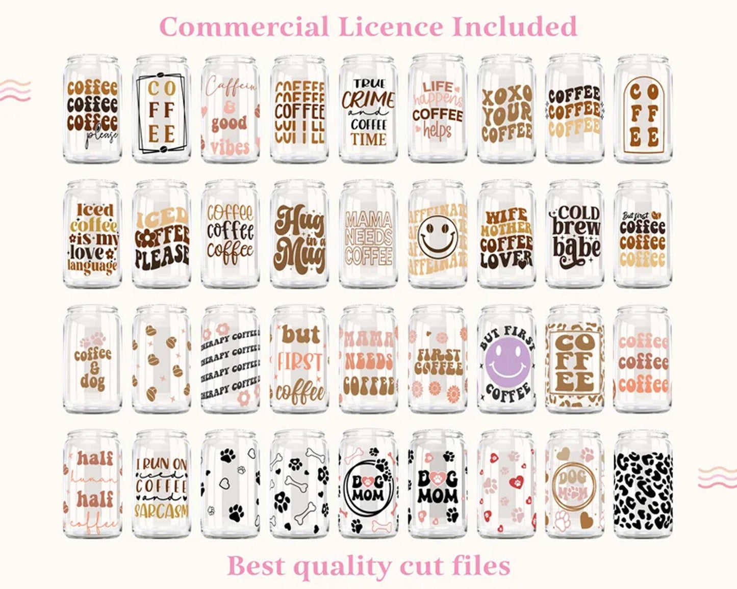 150 Libbey can wrap, glass can svg, 16oz libbey can wrap, libbey mama glass svg, coffee wrap