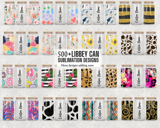 500+ MEGA BUNDLE 16oz Libbey Glass Can Tumbler Seamless Sublimation Designs, Glass Can Wrap png, Libbey Can Template, 16oz Libbey Wrap PNG
