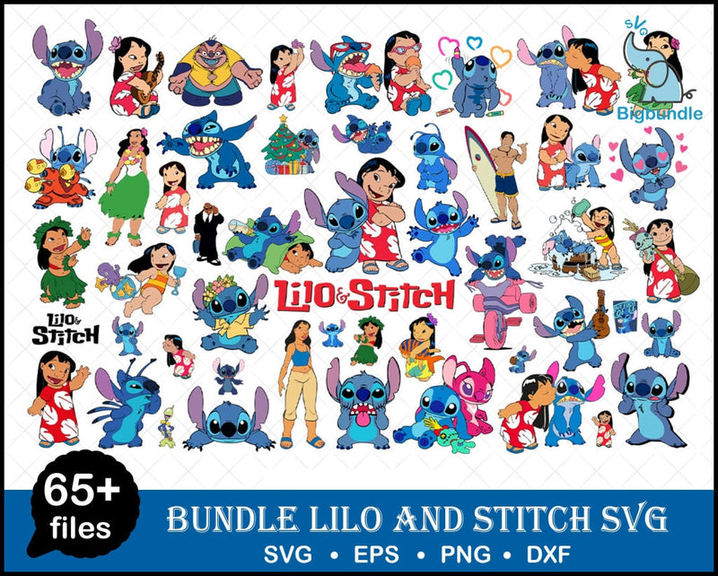 Lilo And Stitch svg, 65 Files, BUNDLE Disney Svg, Bundle Lilo And Stitch SVG For Cricut