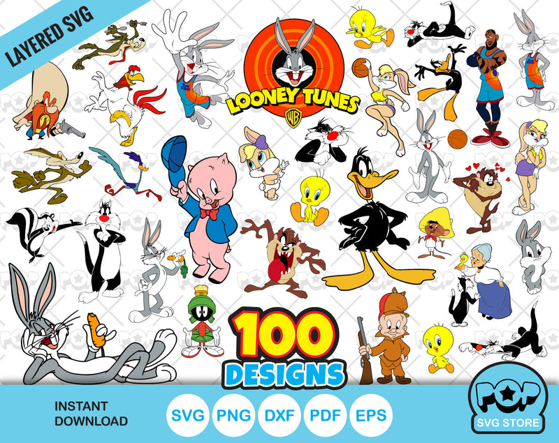 Looney Tunes 100 cliparts bundle, Bugs Bunny SVG cut files for Cricut