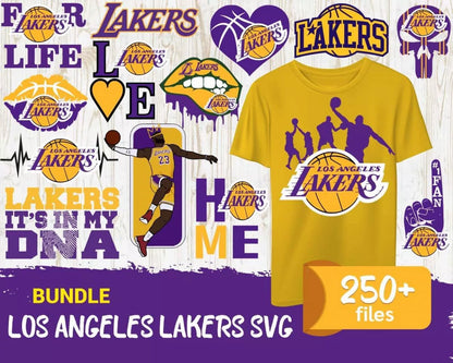 Los Angeles Lakers Clipart Bundle, PNG & SVG Cut Files for Cricut & Silhouette