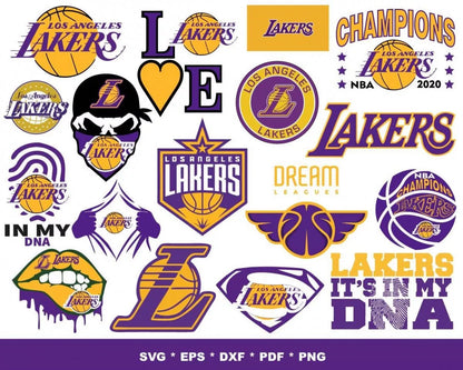 Los Angeles Lakers Clipart Bundle, PNG & SVG Cut Files for Cricut & Silhouette