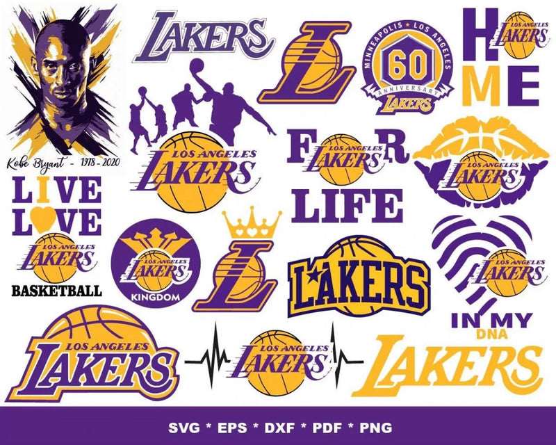 Los Angeles Lakers Clipart Bundle, PNG & SVG Cut Files for Cricut & Silhouette