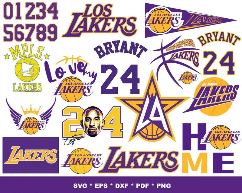 Los Angeles Lakers Clipart Bundle, PNG & SVG Cut Files for Cricut & Silhouette