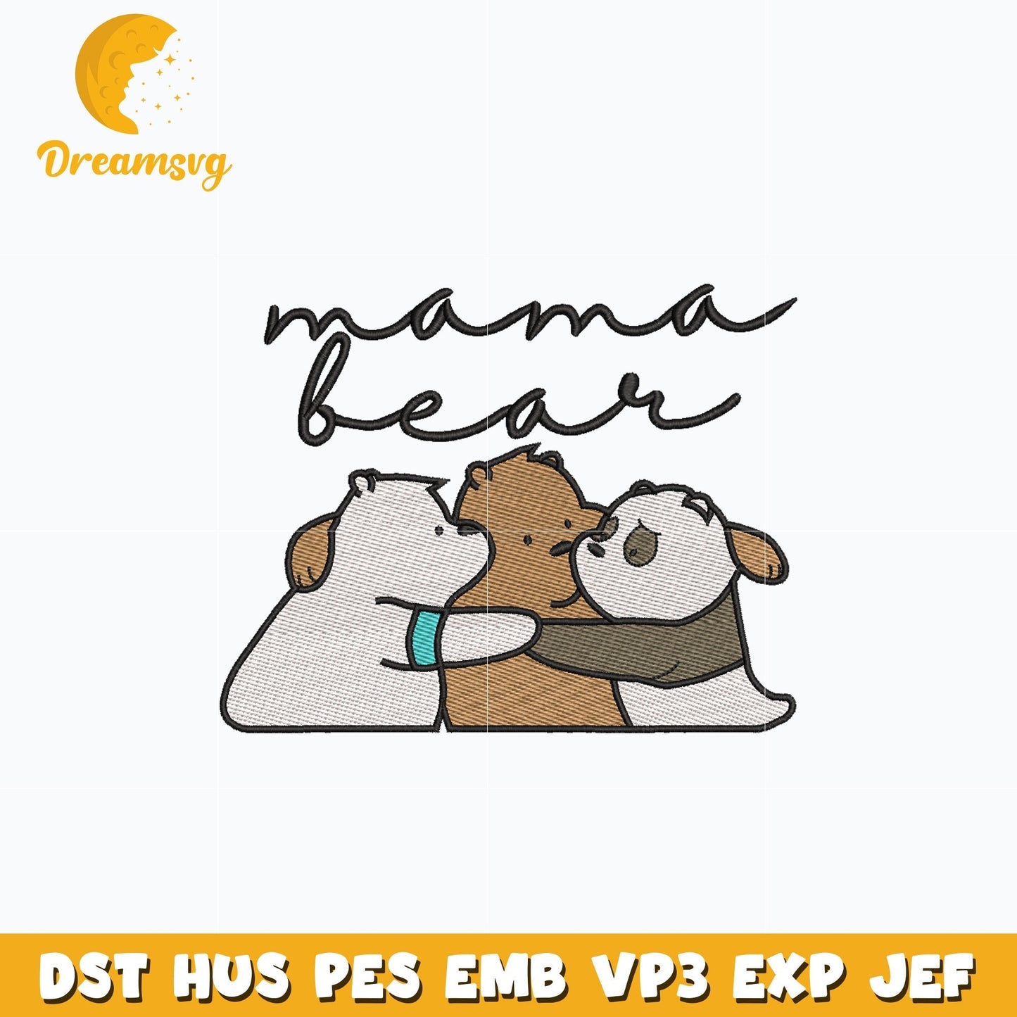 We Bare Bears embroidery design, Mama bear embroidery