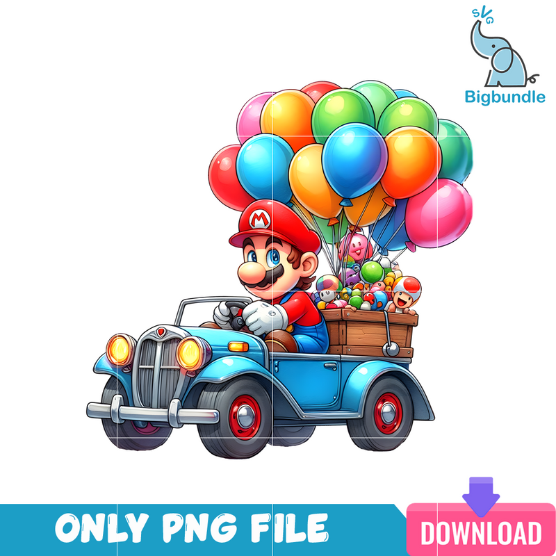 Mario With Gift Of Cars PNG