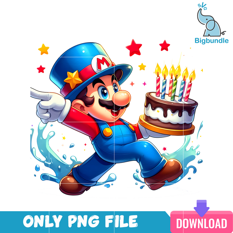 Happy Birthday Mario Splash Art PNG