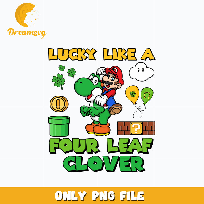 Mario lucky like a four leaf clover Png, st. patrick's day Png