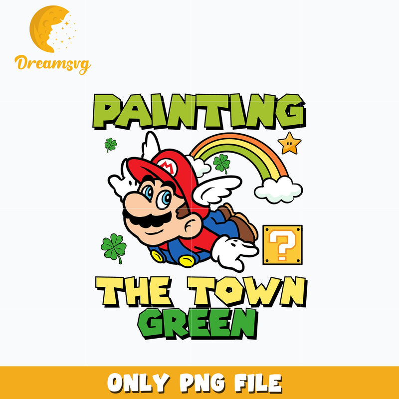 Mario Painting the town green Png, st. patrick's day Png
