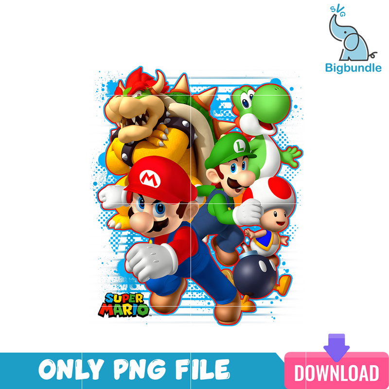 Super Mario And Characters Poster PNG