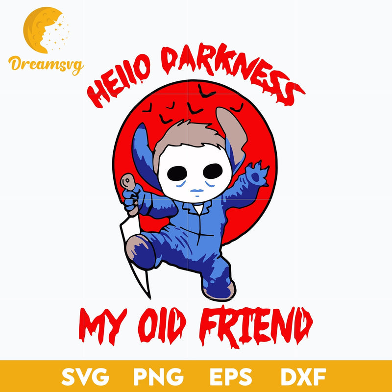 Michael myers stitch hello darkness my old friend halloween svg, Halloween svg, png, dxf, eps digital file.