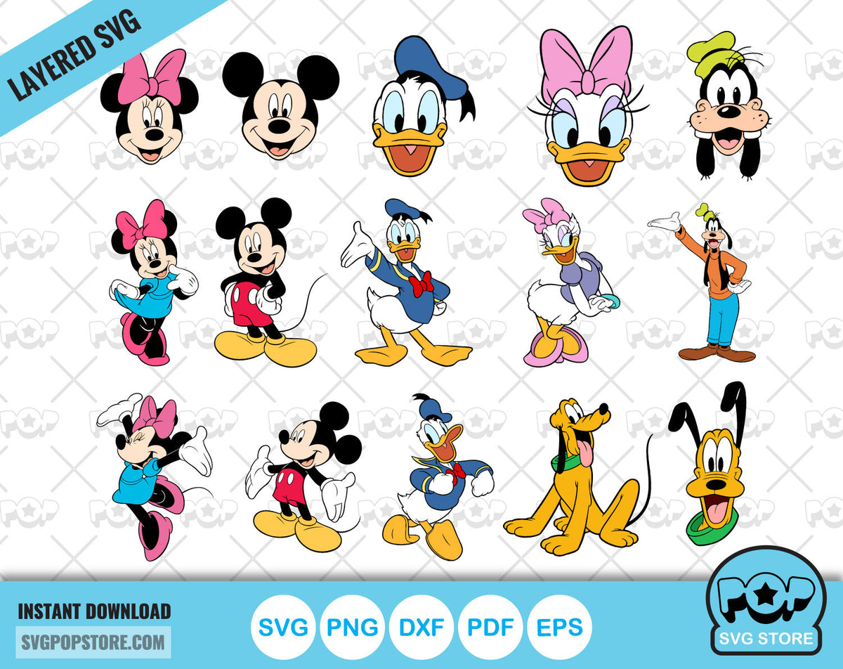 Mickey and Friends clipart set, svg cutting files for cricut silhouette, SVG, PNG, DXF, instant download