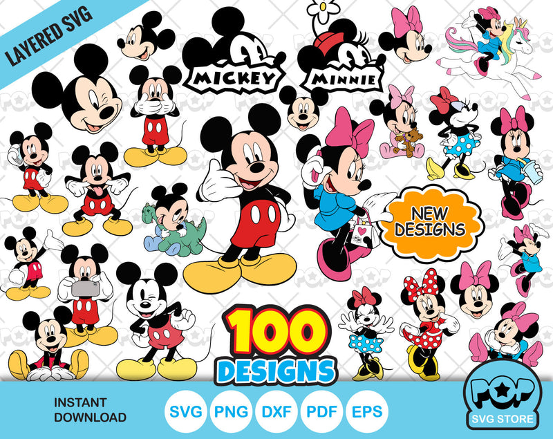 Mickey and Minnie clipart set, Disney SVG cut files for Cricut / Silhouette, Mickey Mouse SVG, instant download