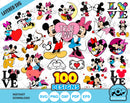 Mickey and Minnie Valentine's Day 100 cliparts bundle, SVG cut files for Cricut / Silhouette, instant download