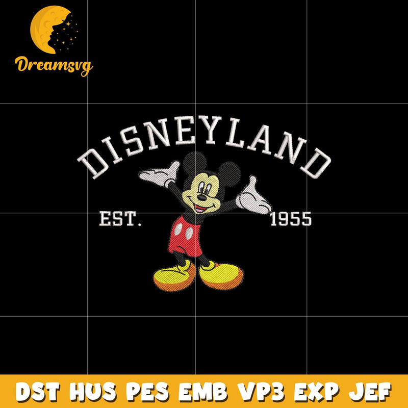 Mickey disneyland est 1955 embroidery design