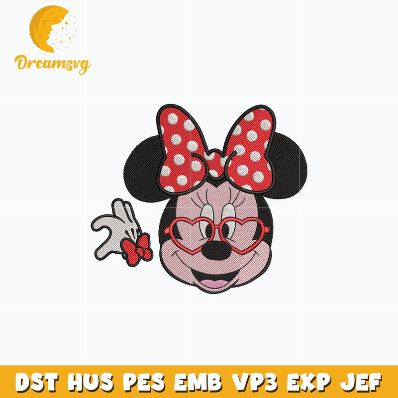 Minnie head half love embroidery