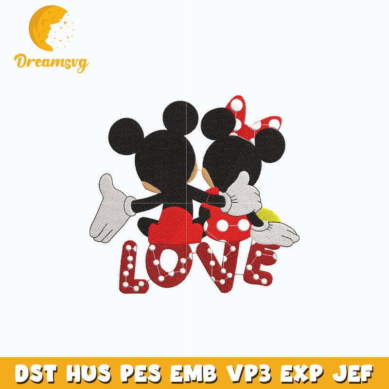 Mickey and minnie mouse love embroidery