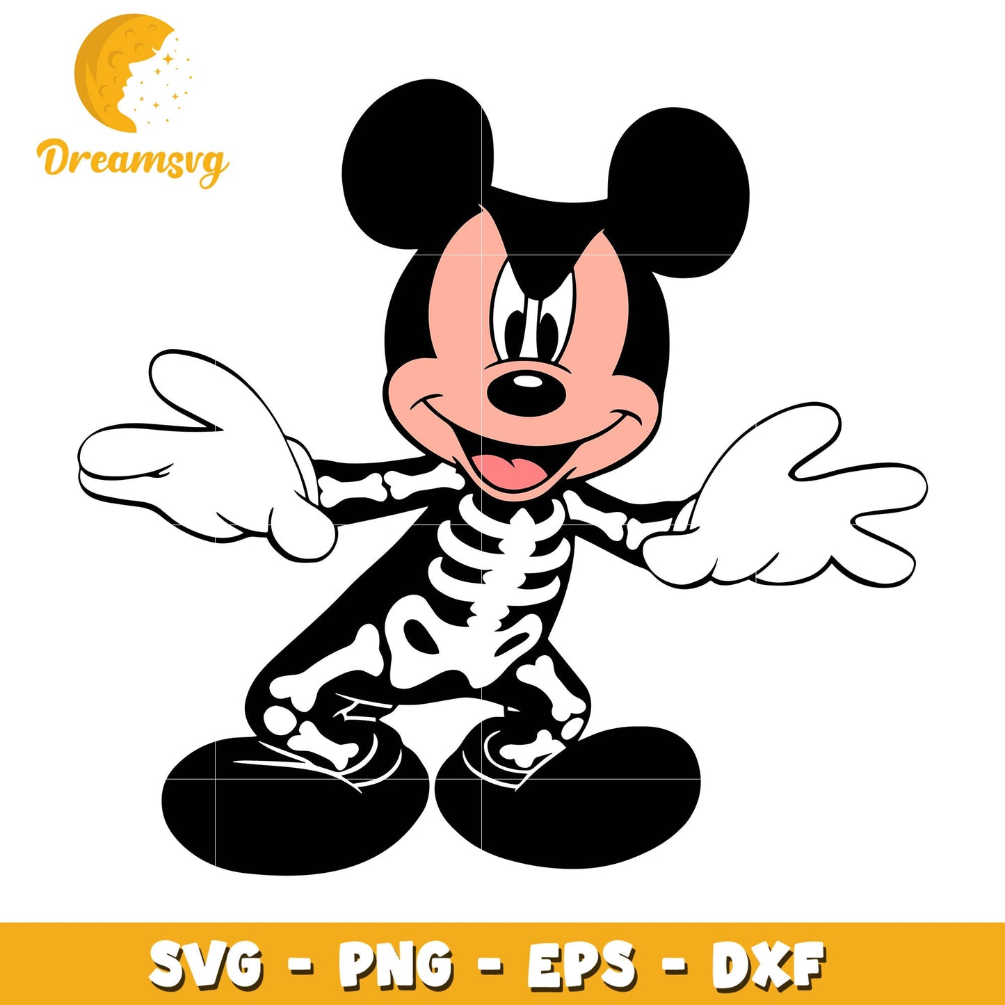 Mickey skeleton halloween svg