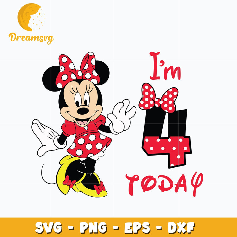 I'm 4th Today Minnie Mouse Svg