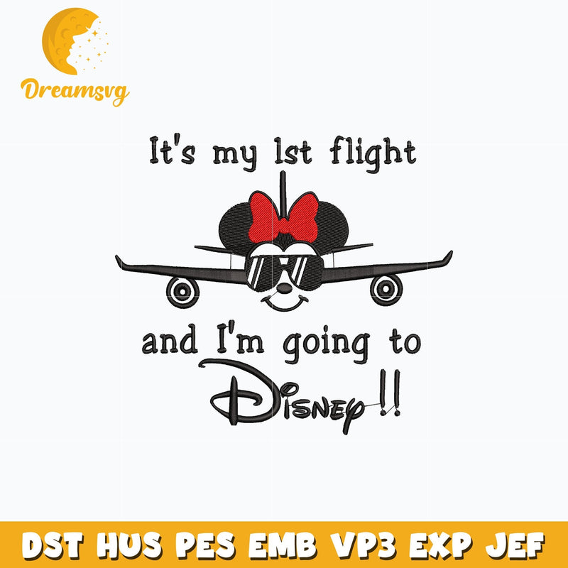 Minnie mouse disney flight embroidery