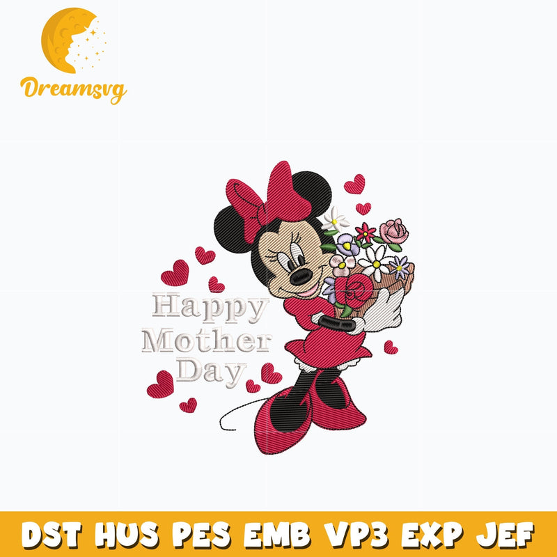 Minnie mouse happy mother day embroidery design