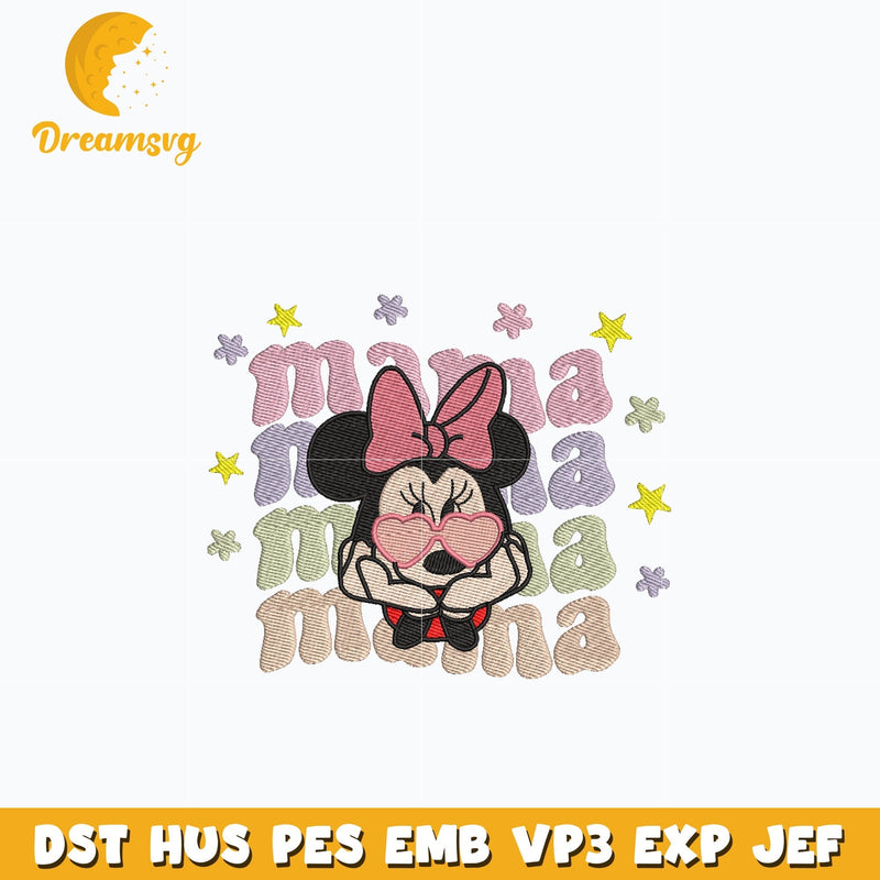 Minnie head mama embroidery design