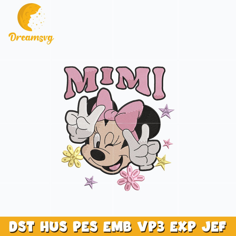 Minnie head mimi embroidery design