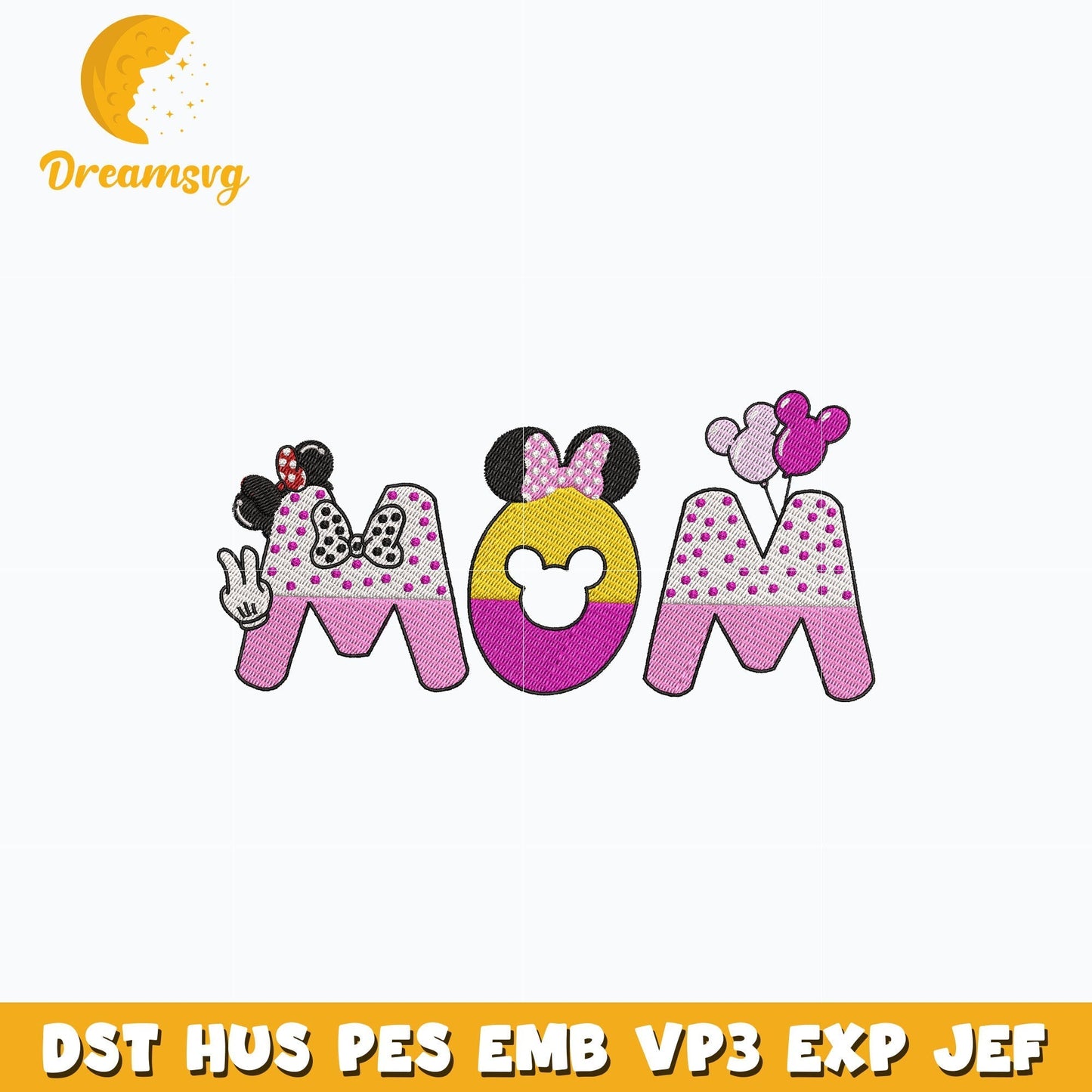 Minnie mouse mom embroidery